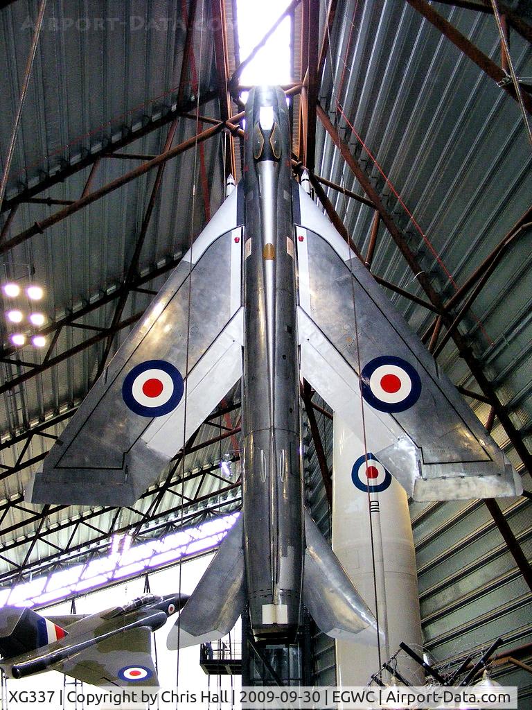 XG337, English Electric Lightning F.1 C/N 95026/1, Three P1B prototypes were ordered, they were followed almost immediately with an order for 20 fully equipped pre-production aircraft of which XG337 was the last. Each was used to develop particular facets of supersonic fighter interception.