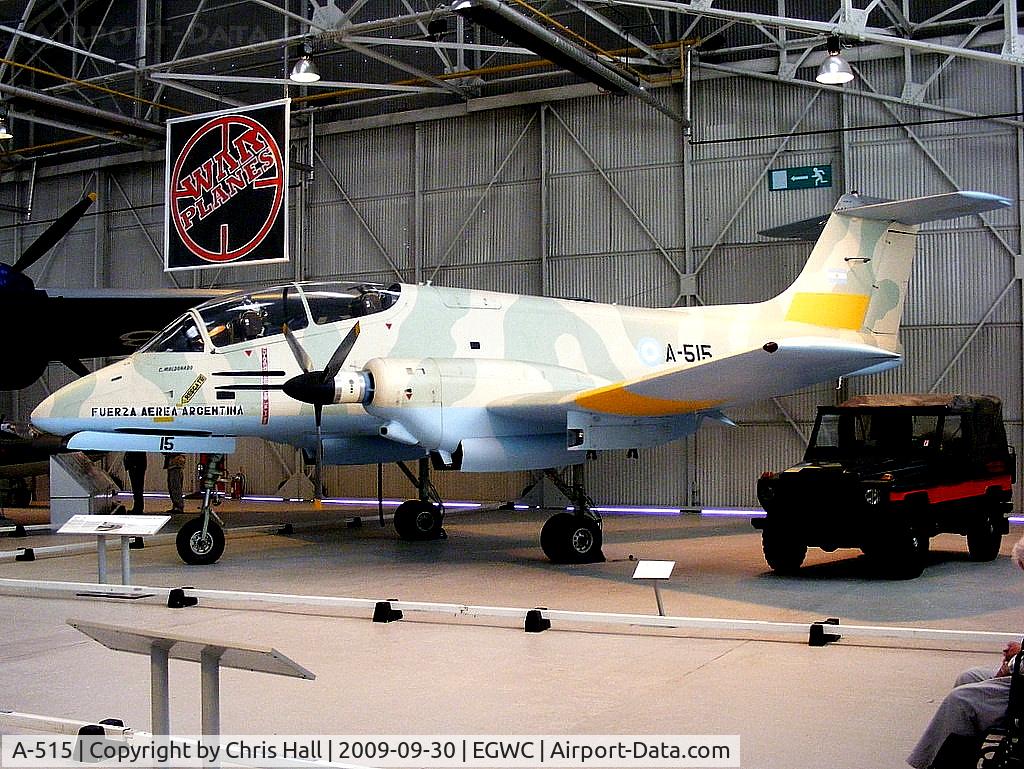 A-515, FMA IA-58A Pucará C/N 018, Five Pucara's survived the Falkland war in reasonable condition and were shipped back to the UK. This aircraft was chosen for performance evaluation by the AAEE at Boscombe Down and was returned to flying condition during 1983