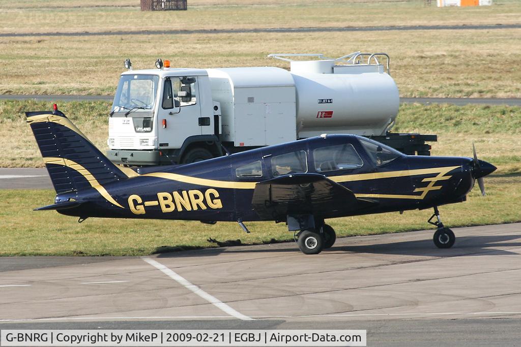 G-BNRG, 1981 Piper PA-28-161 Cherokee Warrior II C/N 28-8116217, By the pumps at Staverton.