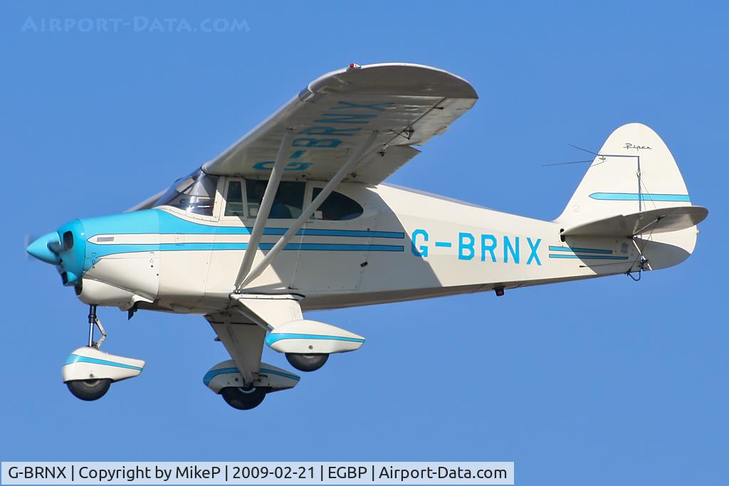 G-BRNX, 1955 Piper PA-22-150 Caribbean C/N 22-2945, Final approach to Kemble.