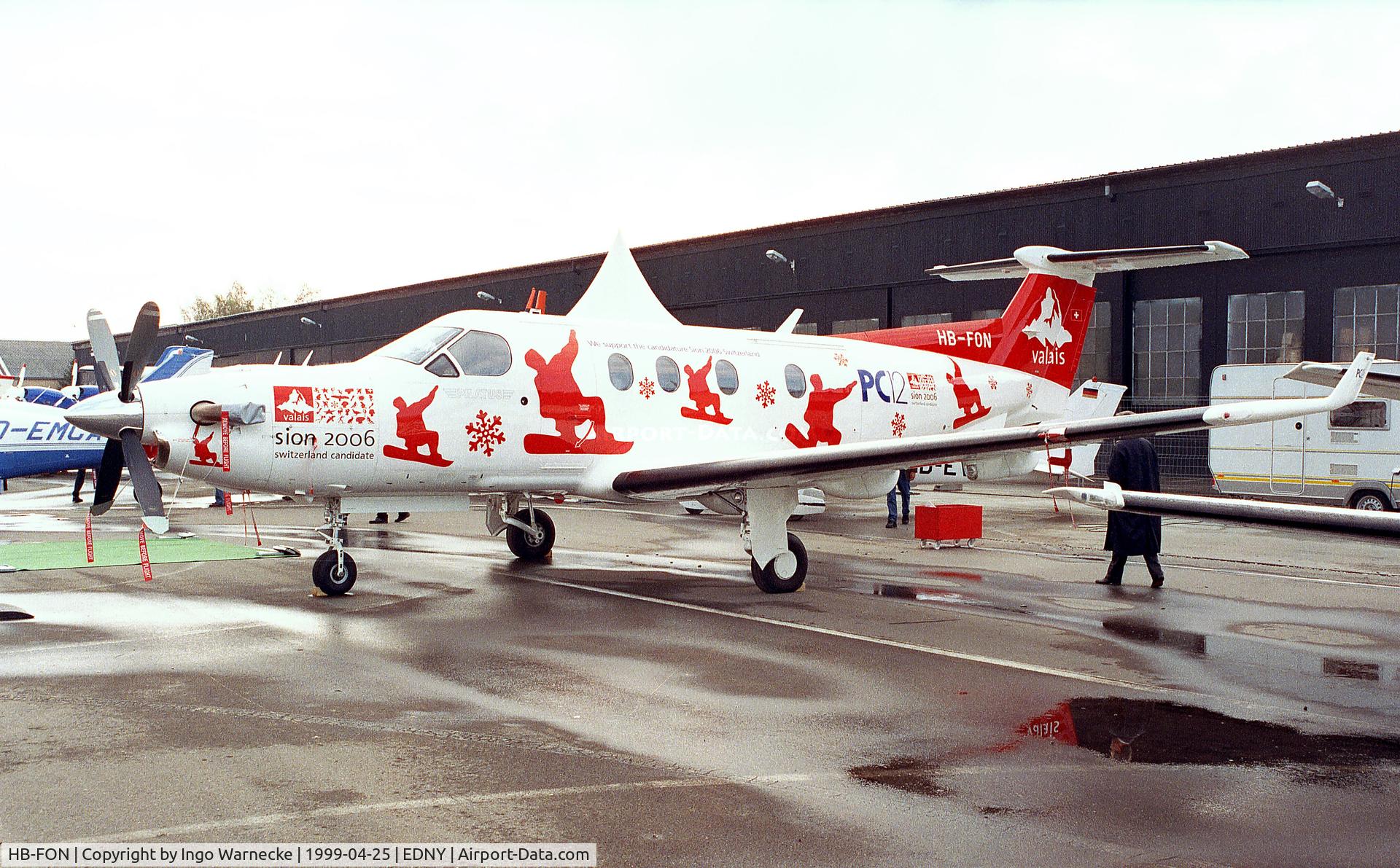 HB-FON, 1998 Pilatus PCXII C/N 213, Pilatus PC-12 at the Aero 1999, Friedrichshafen