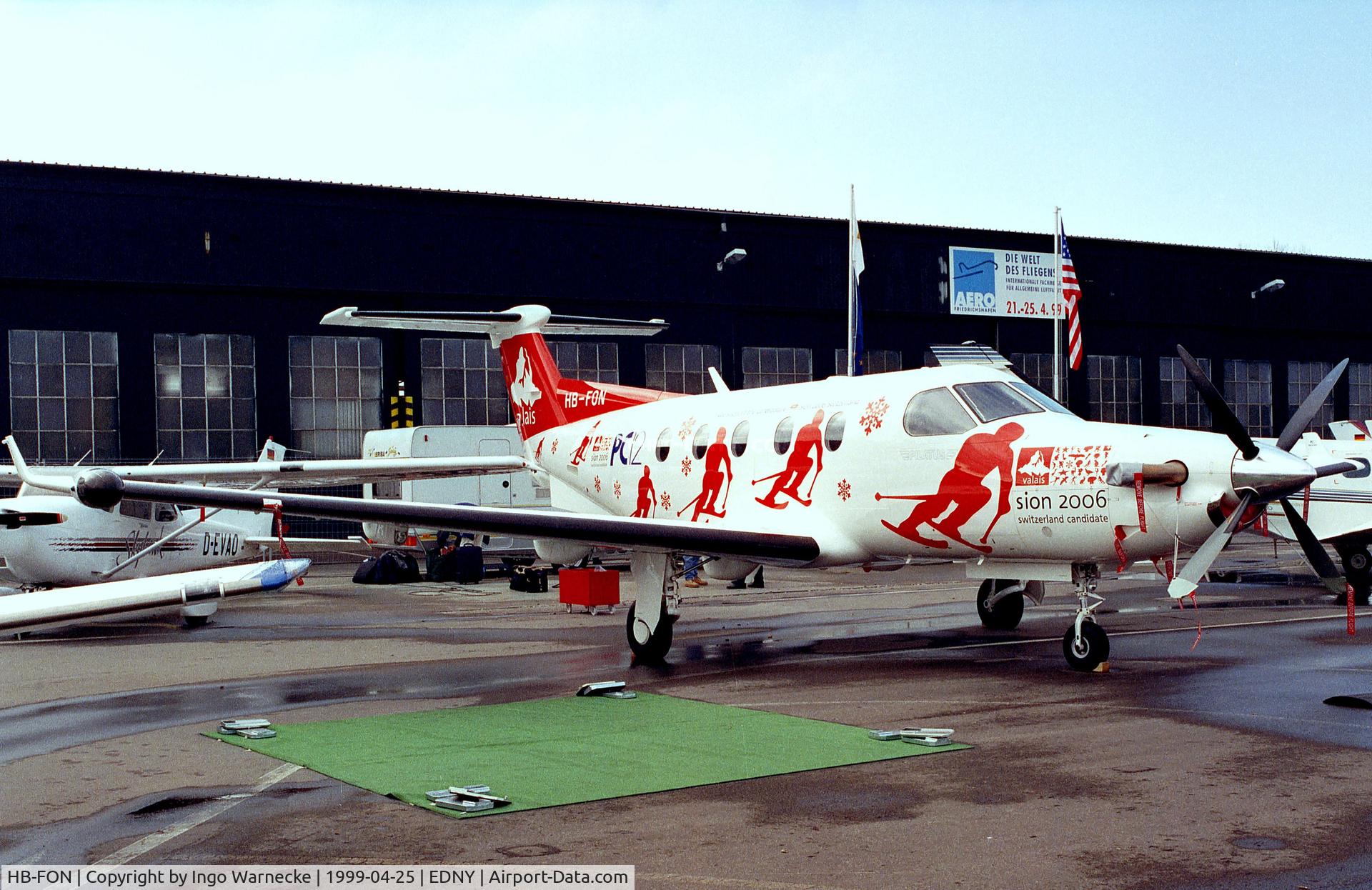 HB-FON, 1998 Pilatus PCXII C/N 213, Pilatus PC-12 at the Aero 1999, Friedrichshafen