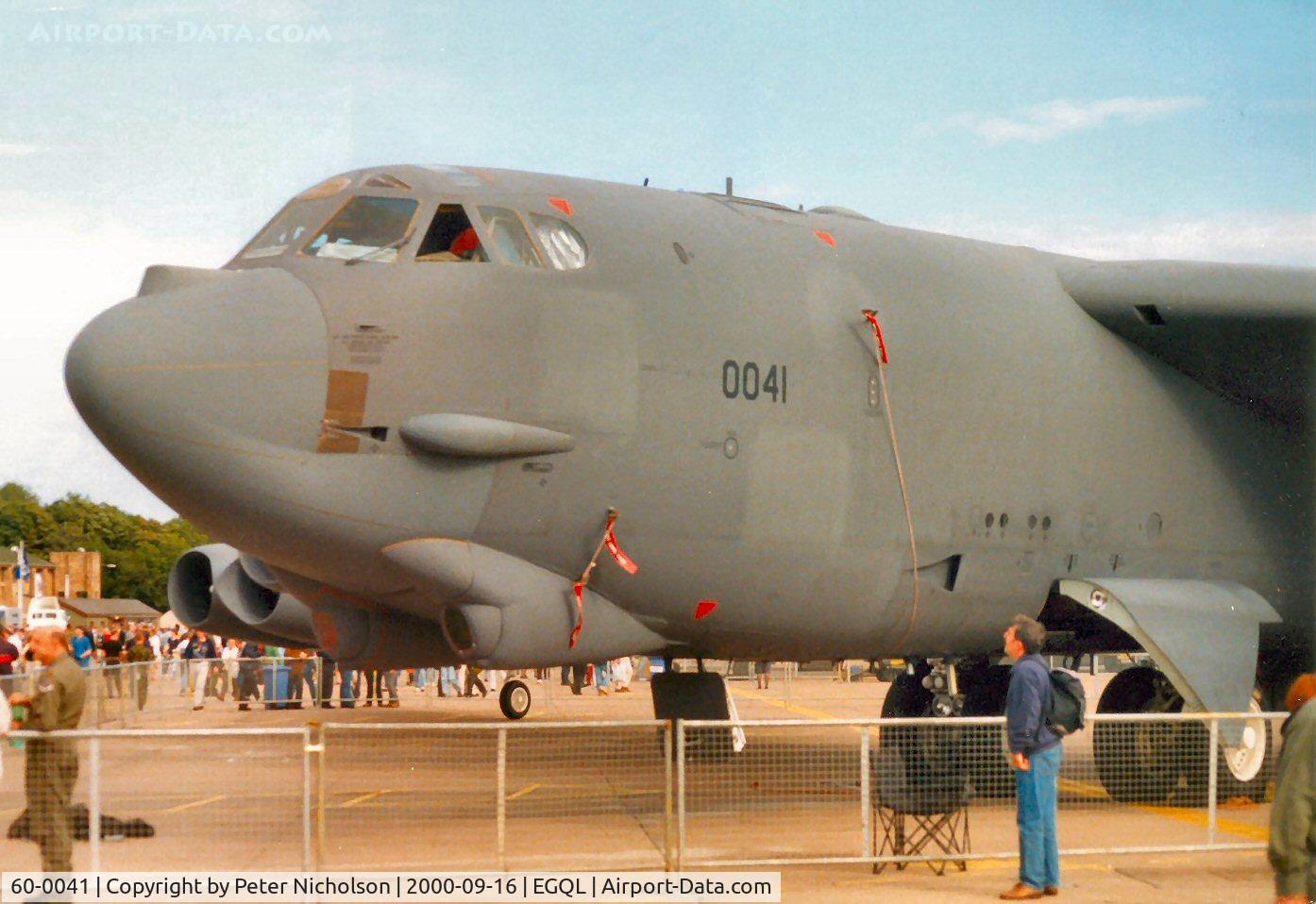 60-0041, 1960 Boeing B-52H Stratofortress C/N 464406, B-52H Stratofortress, callsign Scalp 97, of 93rd Bomb Squadron/917th Bomb Wing on display at the 2000 Leuchars Airshow.