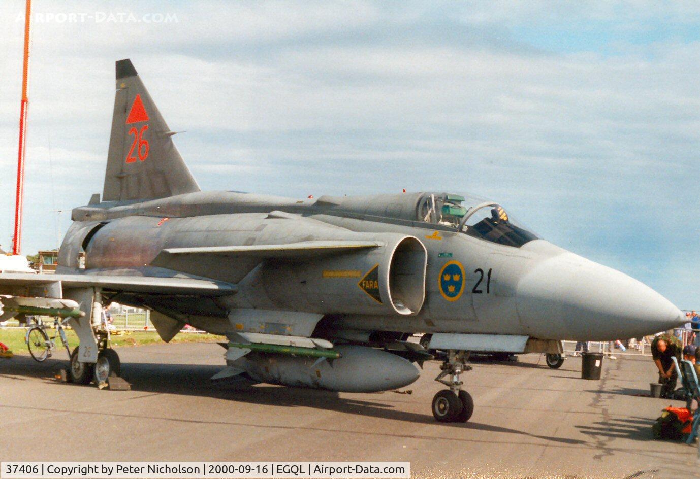 37406, Saab JA 37D Viggen C/N 37406, AJ-37 Viggen of F21 Wing Swedish Air Force in the static park of the 2000 Leuchars Airshow.