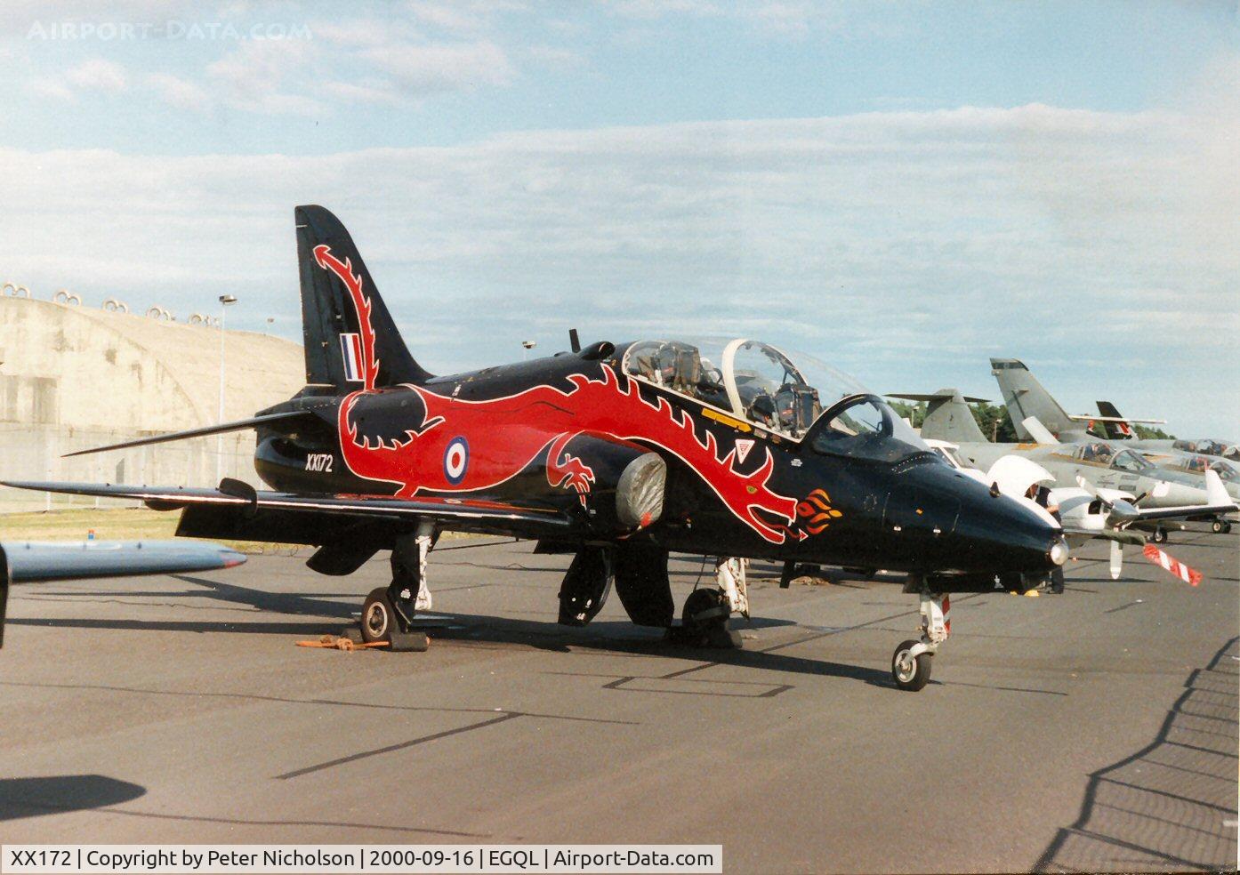 XX172, 1977 Hawker Siddeley Hawk T.1 C/N 019/312019, Hawk T.1, callsign Thunder 2, of 74[R] Squadron in the static park of the 2000 Leuchars Airshow.