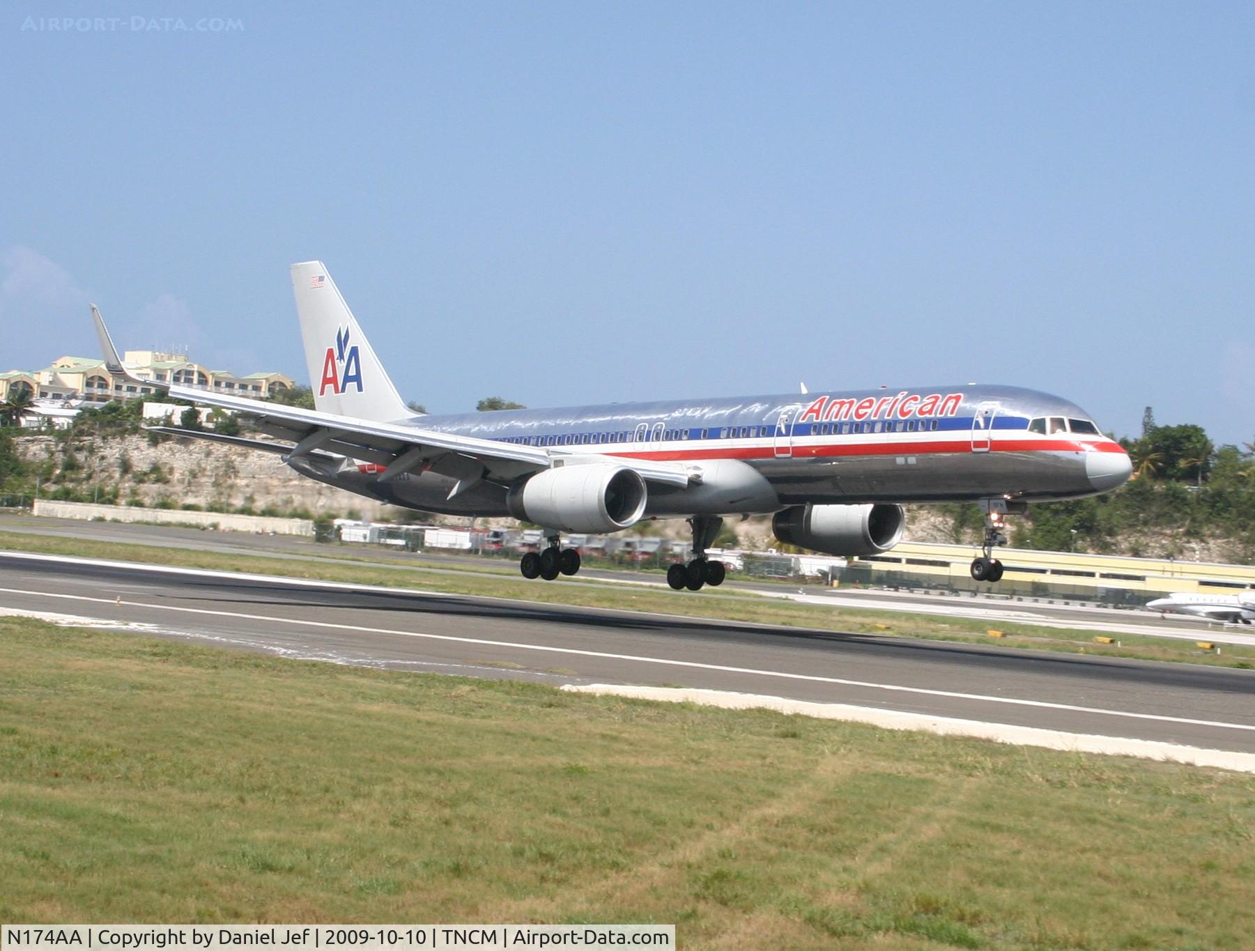 N174AA, 2002 Boeing 757-223 C/N 31308, landing on a sunny morning