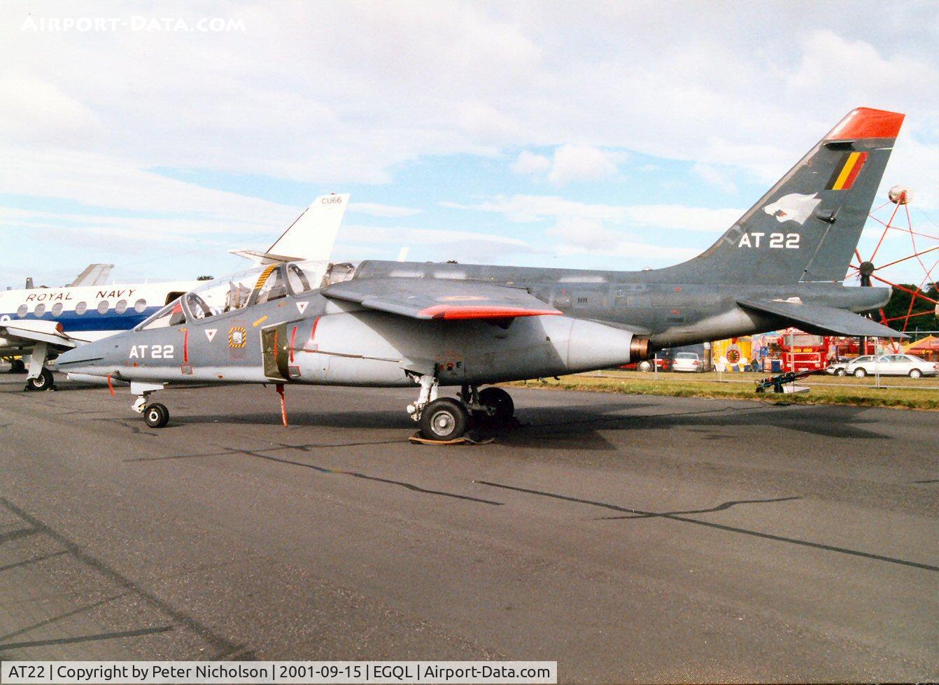 AT22, Dassault-Dornier Alpha Jet 1B C/N B22/1091, Alpha Jet, callsign Belgian Air Force 111, of 1 Wing on display at the 2001 Leuchars Airshow.
