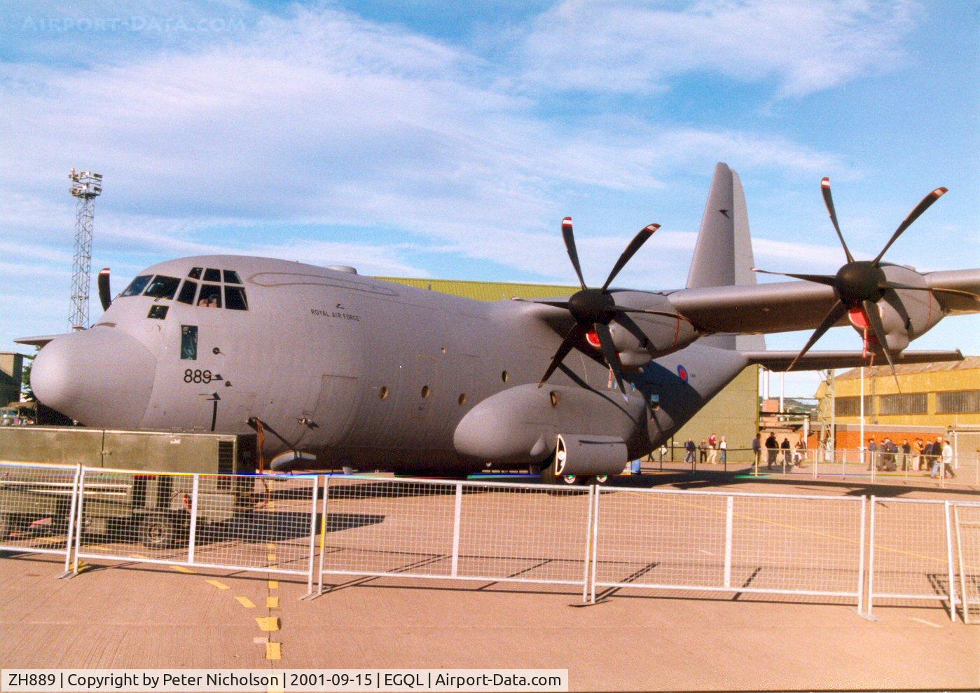 ZH889, 2000 Lockheed Martin C-130J Hercules C.5 C/N 382-5500, Hercules C.5, callsign Ascot 502, of the Lyneham Transport Wing on display at the 2001 Leuchars Airshow.