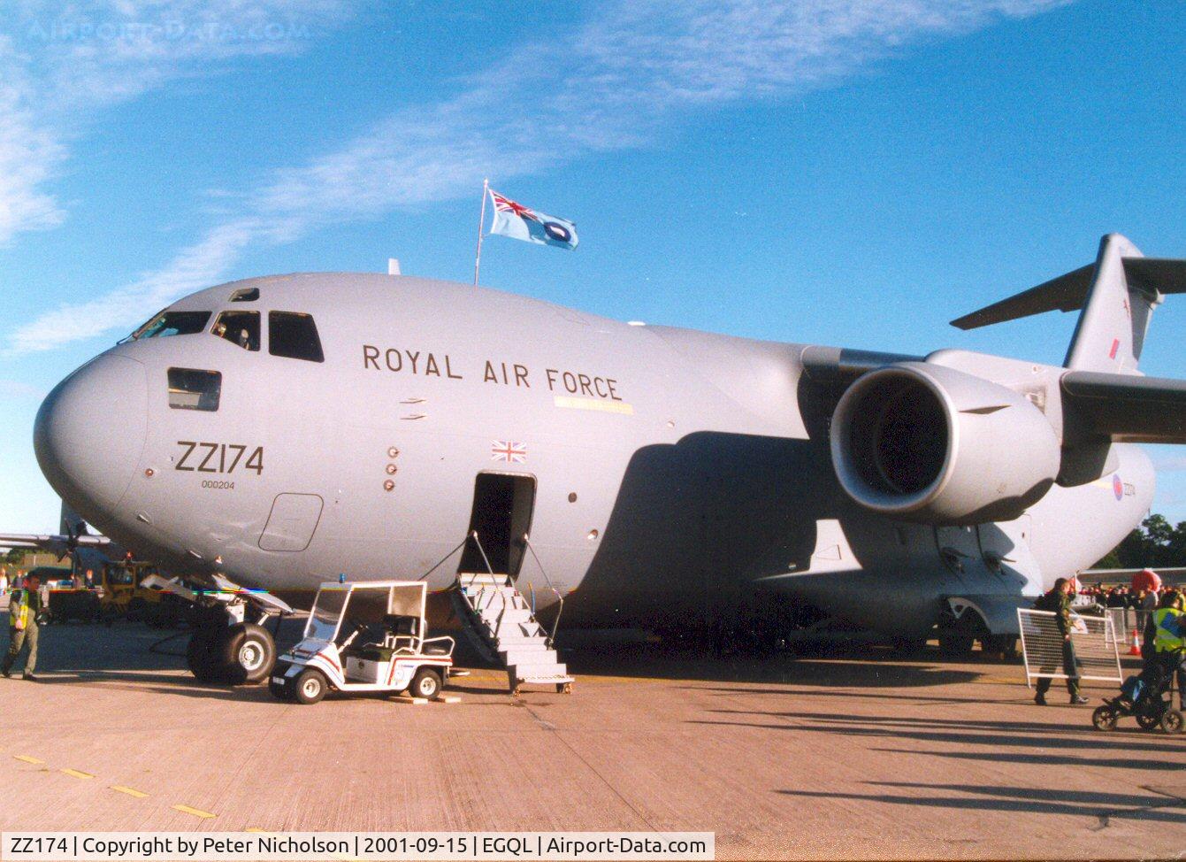 ZZ174, 2001 Boeing C-17A Globemaster III C/N F-081, Globemaster C.1, callsign Ascot 885, of 99 Squadron on display at the 2001 Leuchars Airshow.