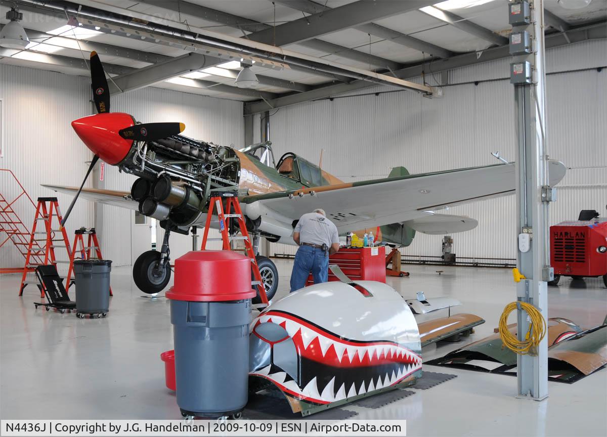 N4436J, 1942 Curtiss P-40K Warhawk C/N 21117, under maintenance