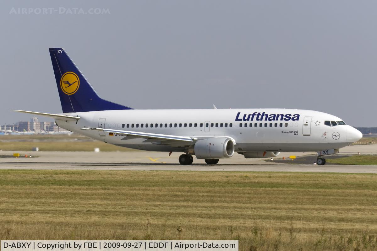 D-ABXY, 1989 Boeing 737-330 C/N 24563, Hof departing EDDF via RW18W