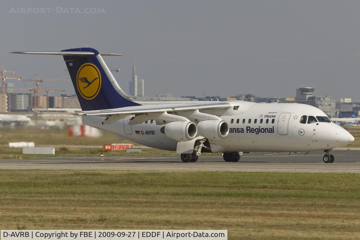 D-AVRB, 1994 British Aerospace Avro 146-RJ85 C/N E.2253, departing EDDF via RW18W