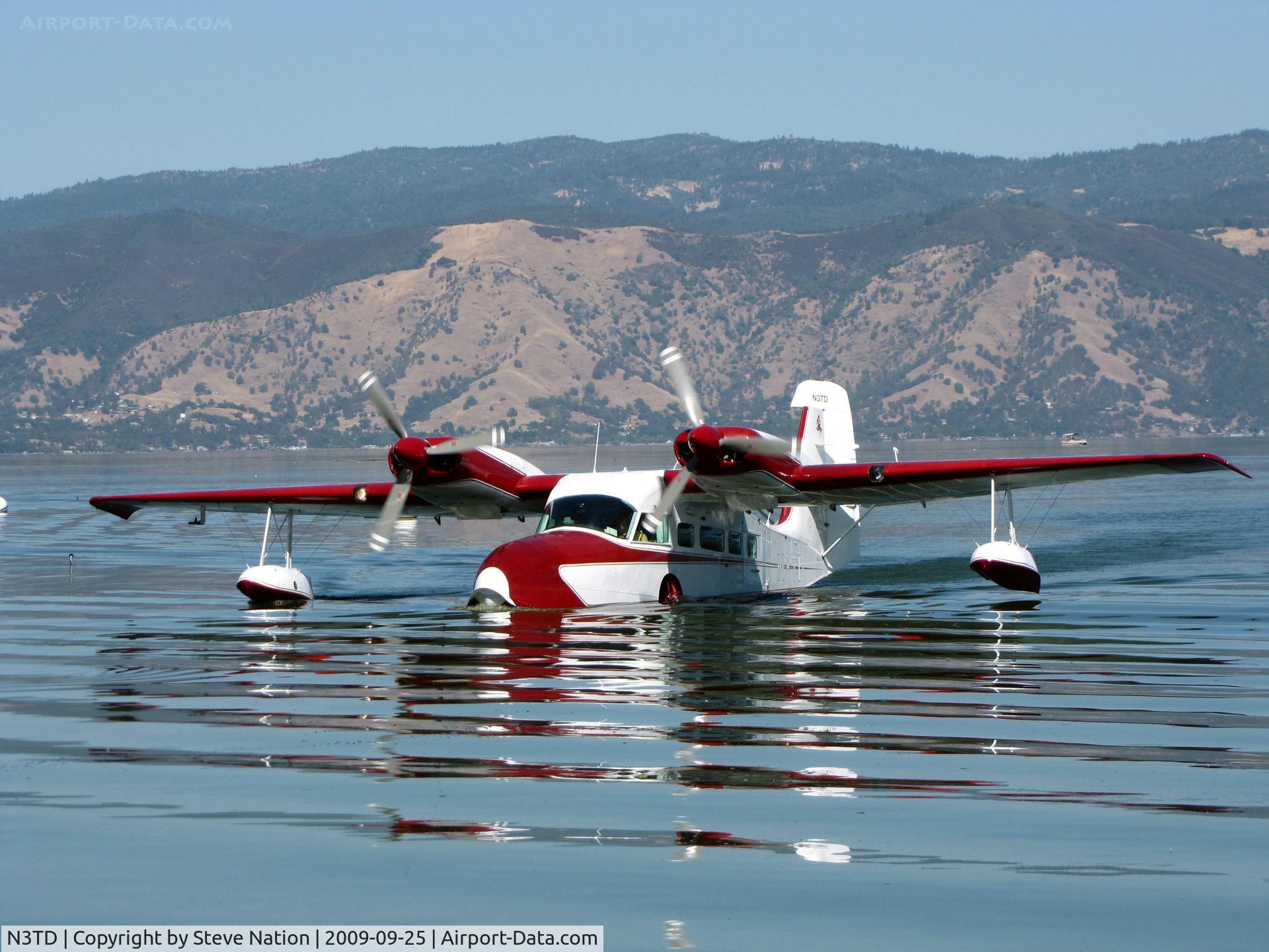 N3TD, 1964 SCAN 30 (G-44A Widgeon) C/N 16, 1964 Grumman SCAN TYPE 30 taxiing in to ramp on Clear Lake, CA (Attending Splash-in)