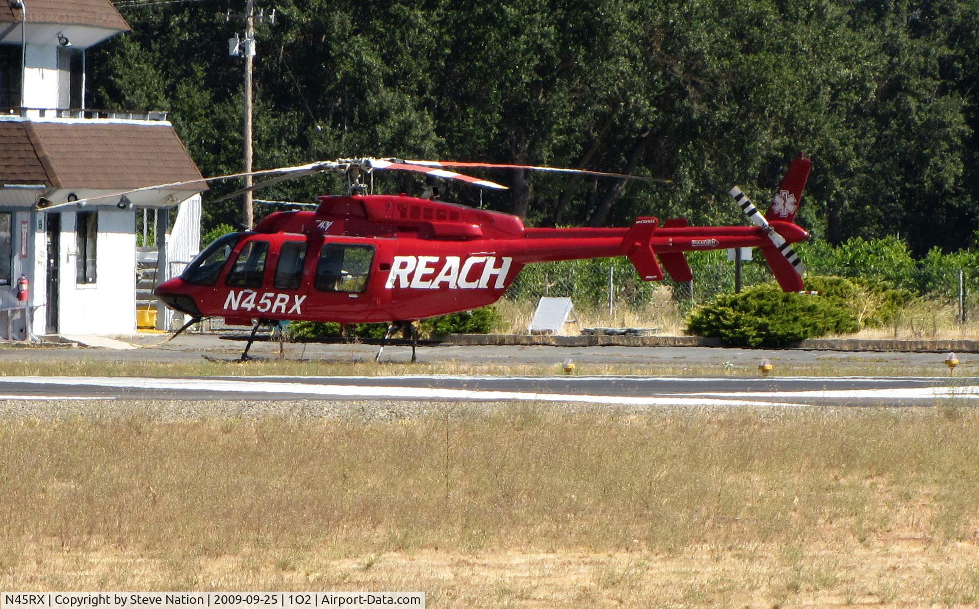 N45RX, 2000 Bell 407 C/N 53412, REACH 2000 Bell 407 on alert at Lampson Field