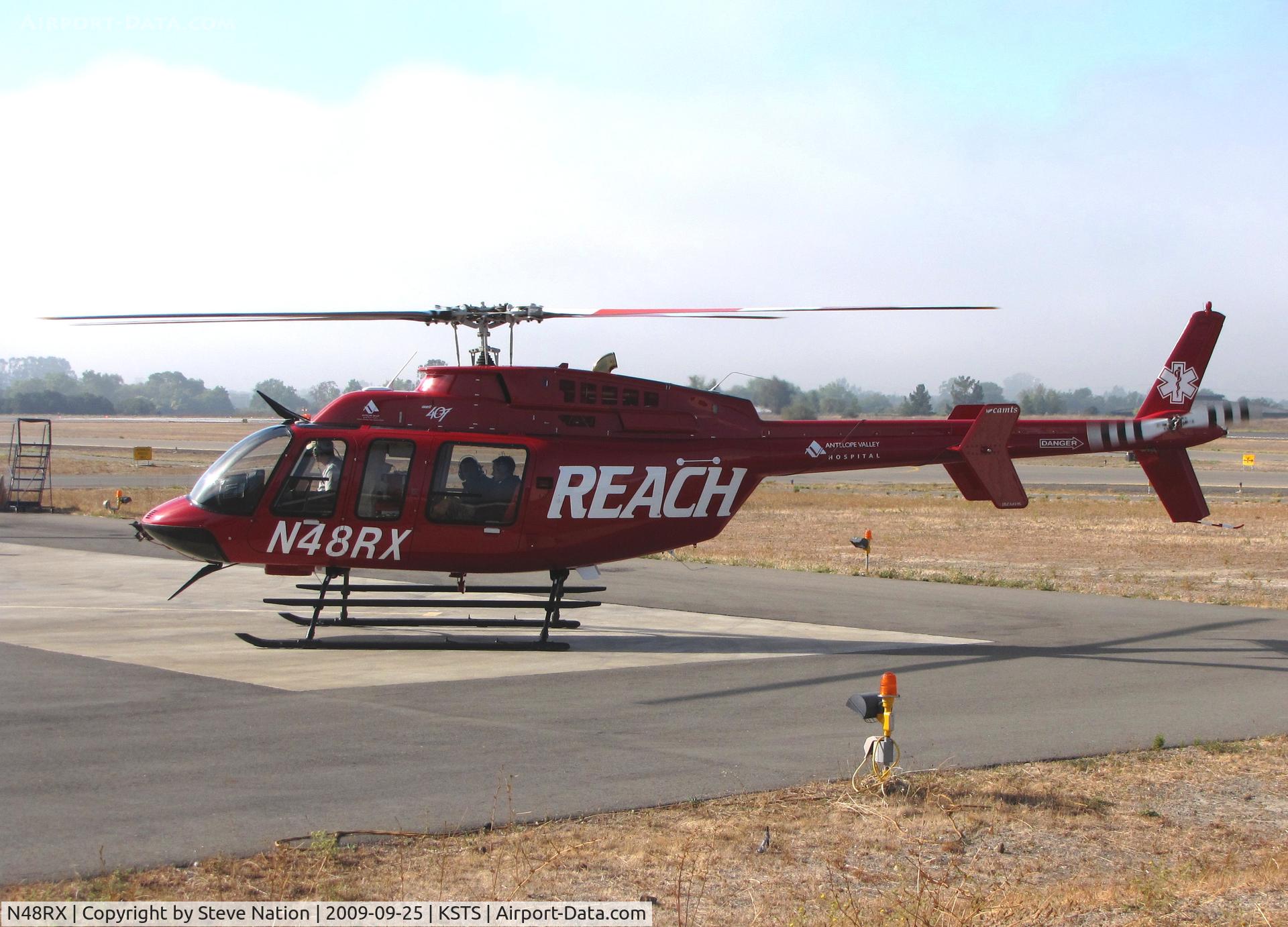 N48RX, Bell 407 C/N 53871, REACH Antelope Valley Hospital 2008 Bell Helicopter Textron Canada 407 on alert at Santa Rosa, CA home-base