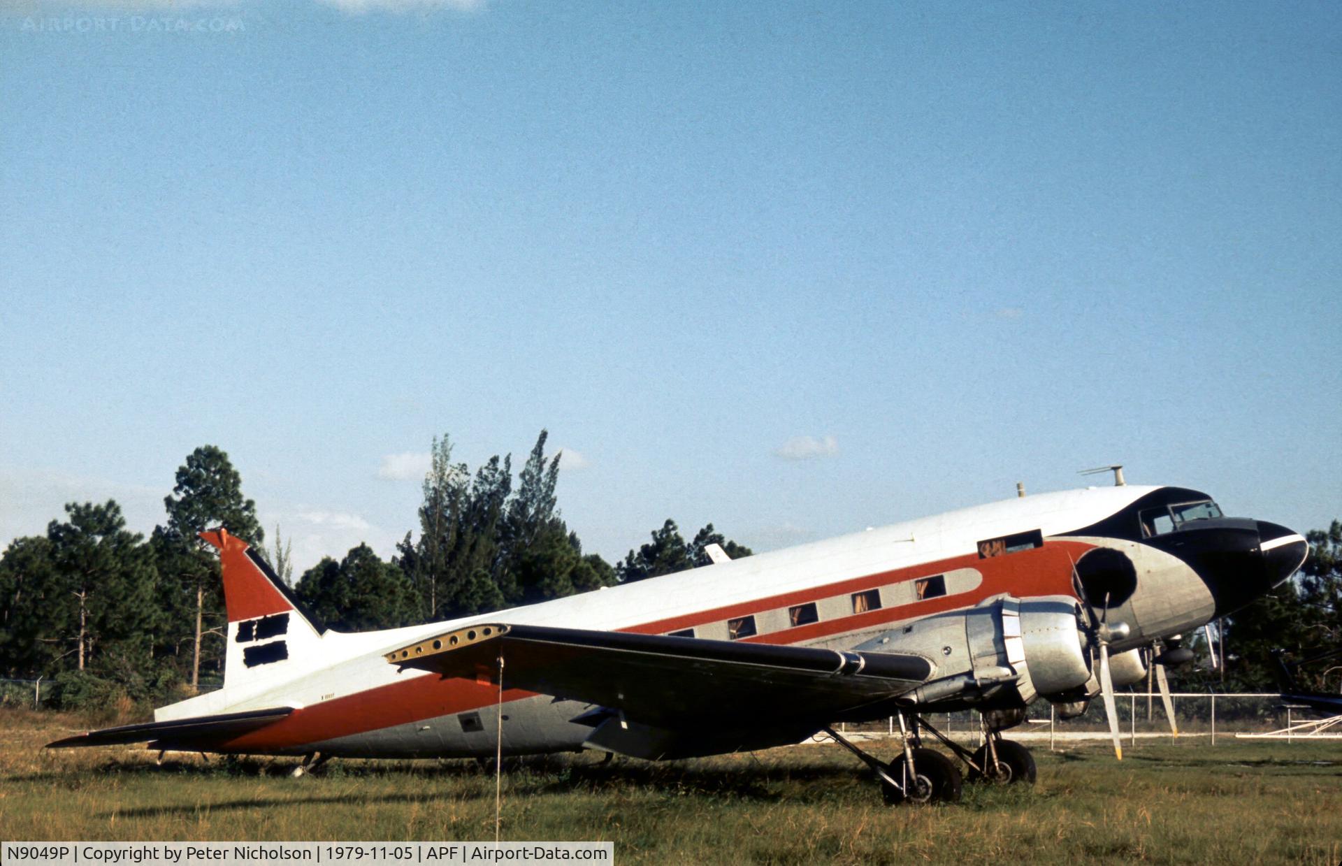 N9049P, Douglas DC3C 1830-94 C/N 26358, This DC-3C previously operated by the Federal Aviation Administration was seen at Naples in November 1979.
