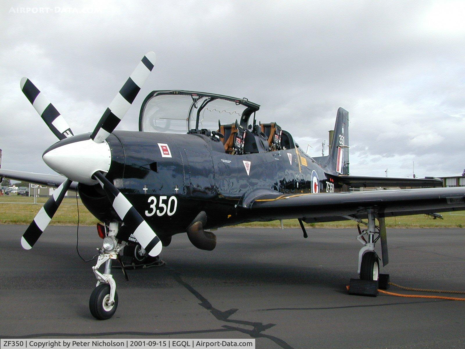 ZF350, 1991 Short S-312 Tucano T1 C/N S114/T85, Tucano T.1 of 1 Flying Training School in the static park of the Leuchars 2001 Airshow.