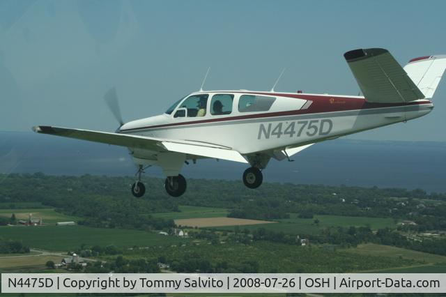 N4475D, 1956 Beech G35 Bonanza C/N D-4619, Down and dirty, on final OSH RW36