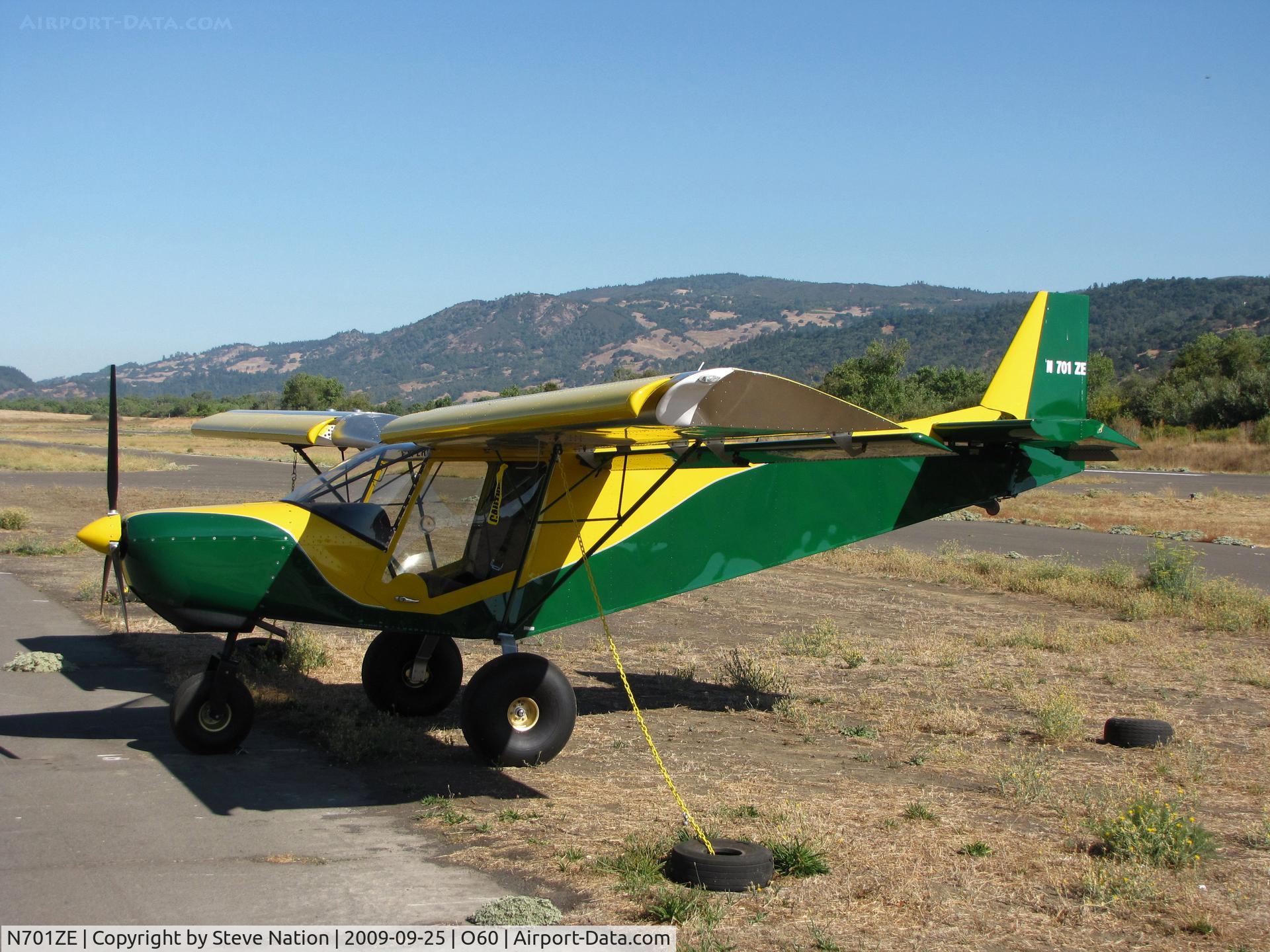 N701ZE, 2007 Zenair STOL CH-701 C/N 7-6844, Sharp Green + yellow 2007 Heintz Michael F STOL CH 701 outside the Zodiac Acft hangar