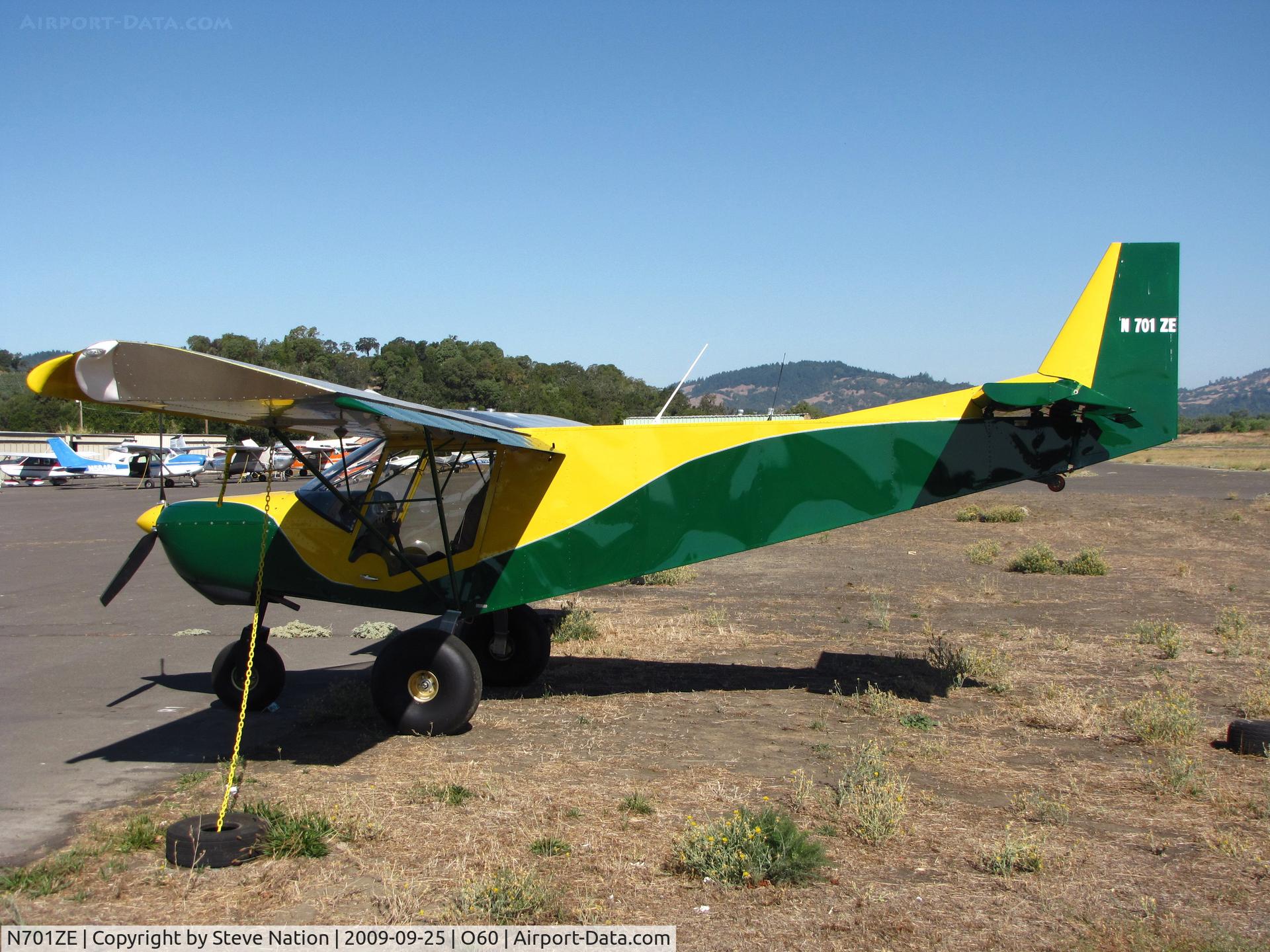 N701ZE, 2007 Zenair STOL CH-701 C/N 7-6844, Sharp Green + yellow 2007 Heintz Michael F STOL CH 701 outside the Zodiac Acft hangar