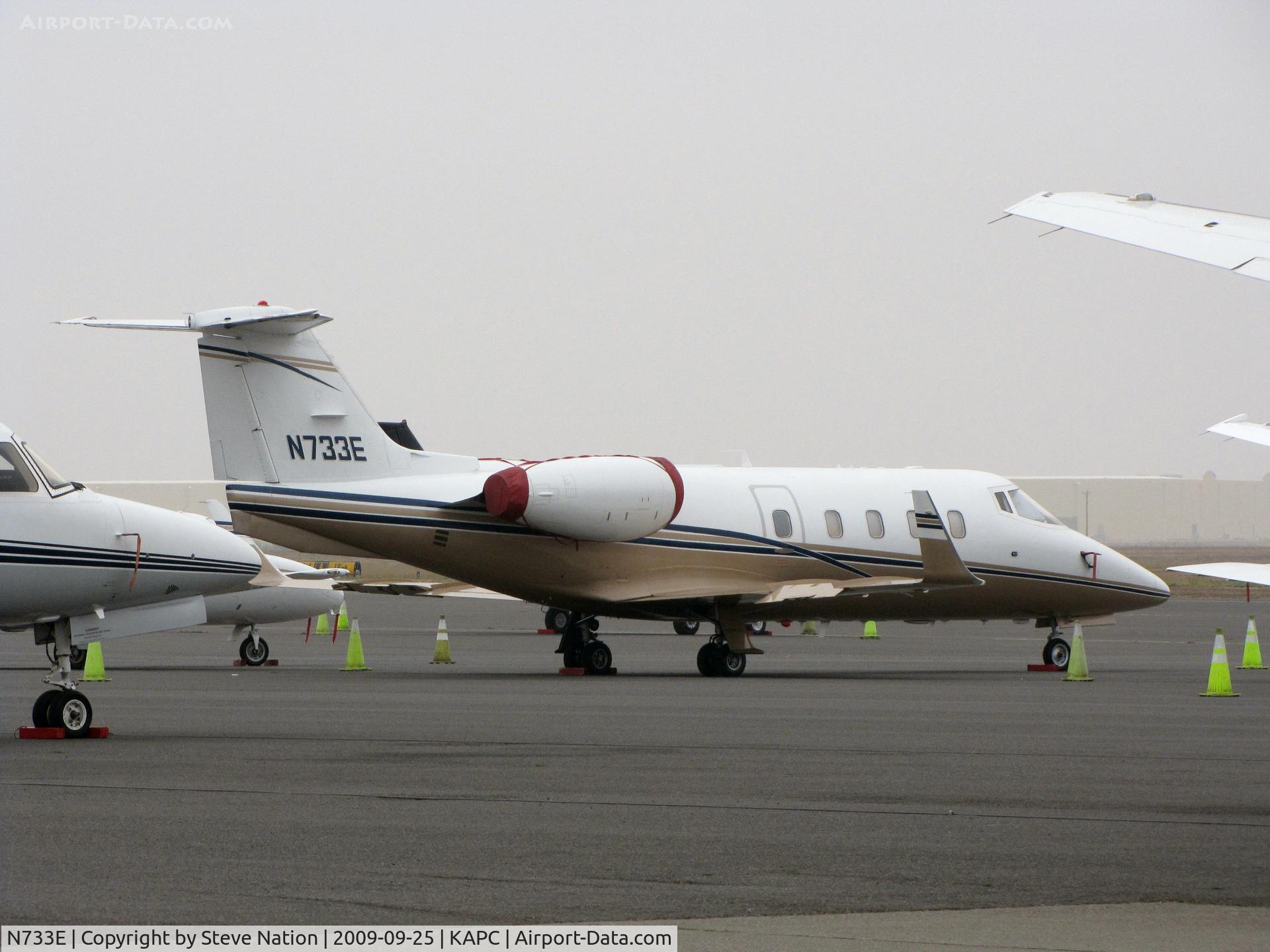 N733E, 1982 Gates Learjet 55 C/N 057, 1982 Gates Learjet Corp 55 a long way from home in foggy wine country