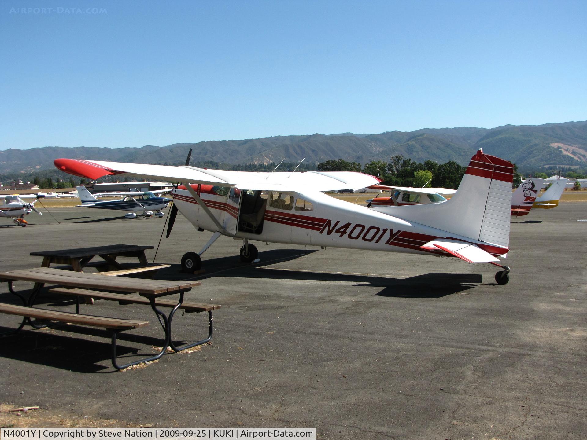 N4001Y, 1961 Cessna 185 Skywagon C/N 1850201, 1961 Cessna 185 crowding the picnic tables