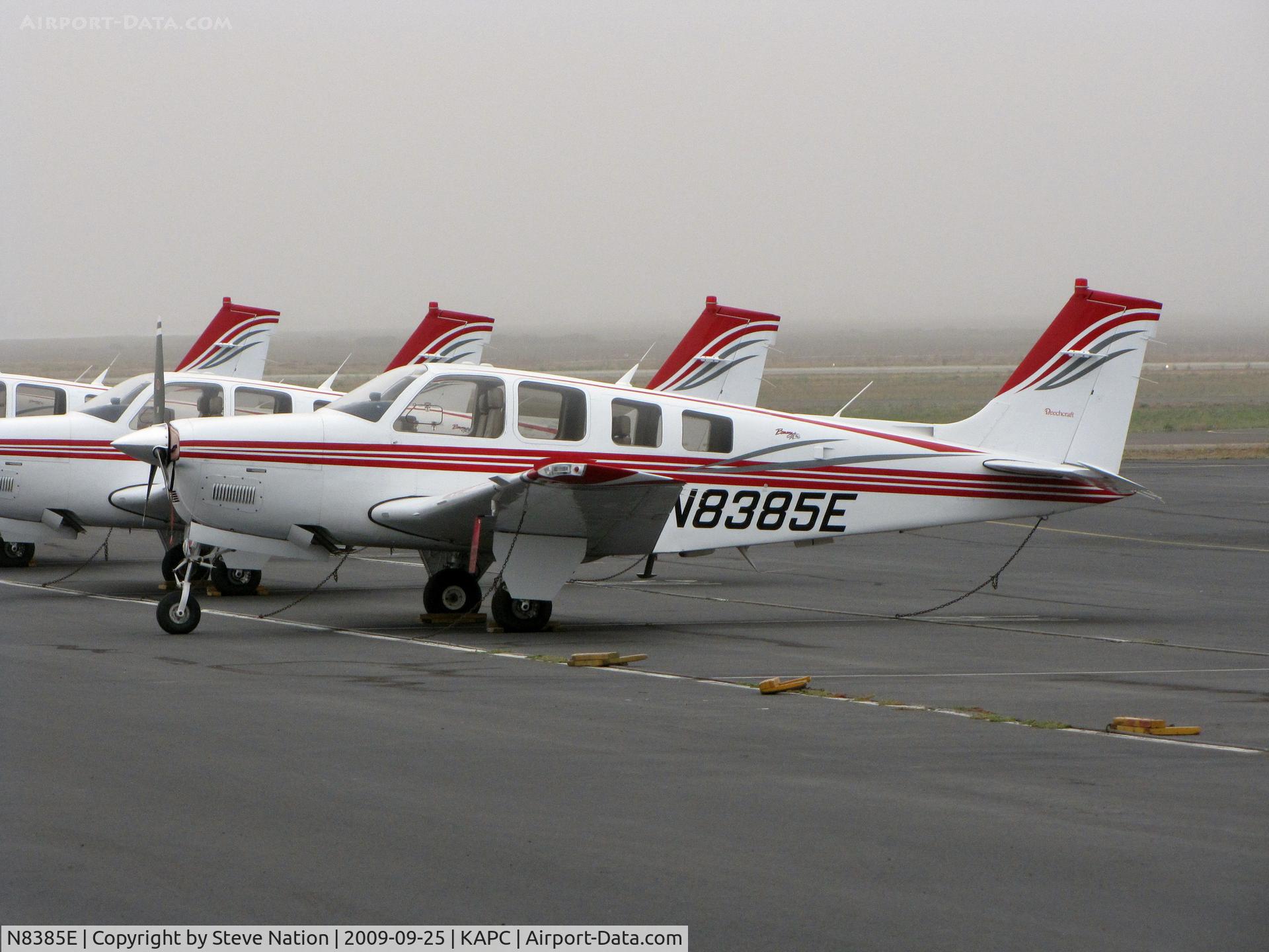 N8385E, Raytheon Aircraft Company A36 Bonanza C/N E-3631, Japan Airlines 1992 Beech A36 used for training - foggy morning at KAPC home base