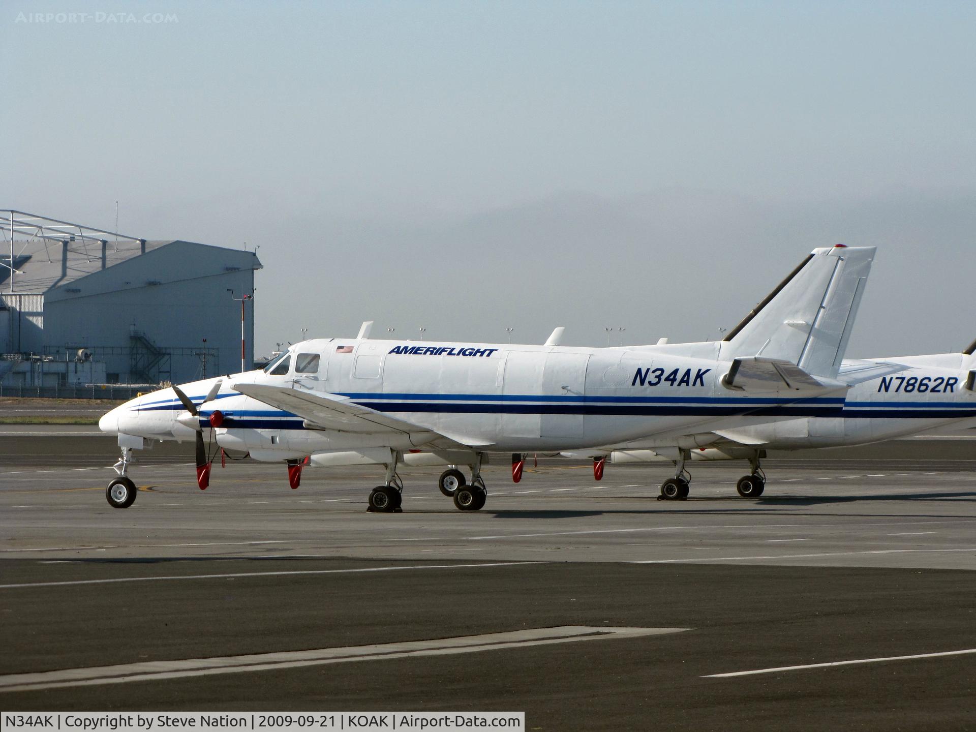 N34AK, 1969 Beech 99A Airliner C/N U-105, Ameriflight 1969 Beech 99 freighter at KOAK home base