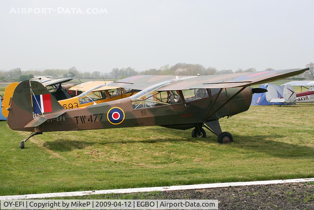OY-EFI, 1944 Taylorcraft J Auster 5 C/N 1815, Pictured during the Easter Open Day & Fly-In.