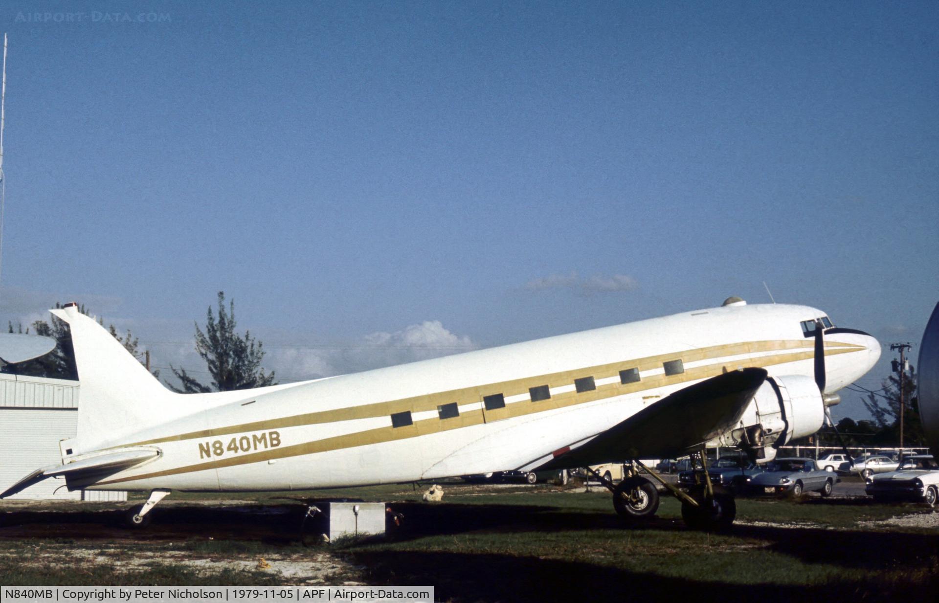 N840MB, 1942 Douglas C-47A C/N 9670, C-47A of Collier Mosquito Control as seen at Naples in November 1979.