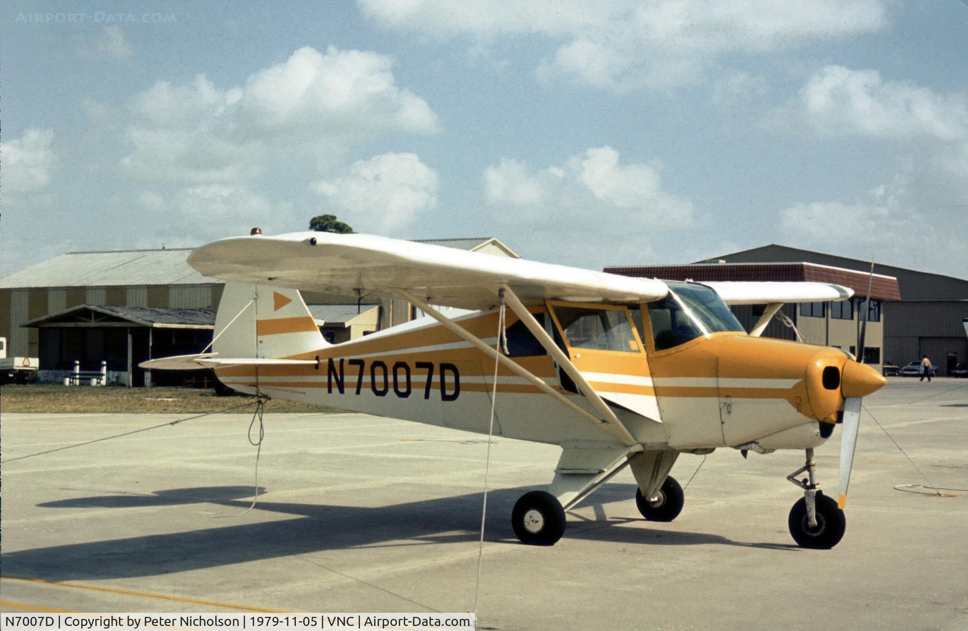 N7007D, 1957 Piper PA-22-150 C/N 22-4900, PA-22-150 as seen at Venice in November 1979.