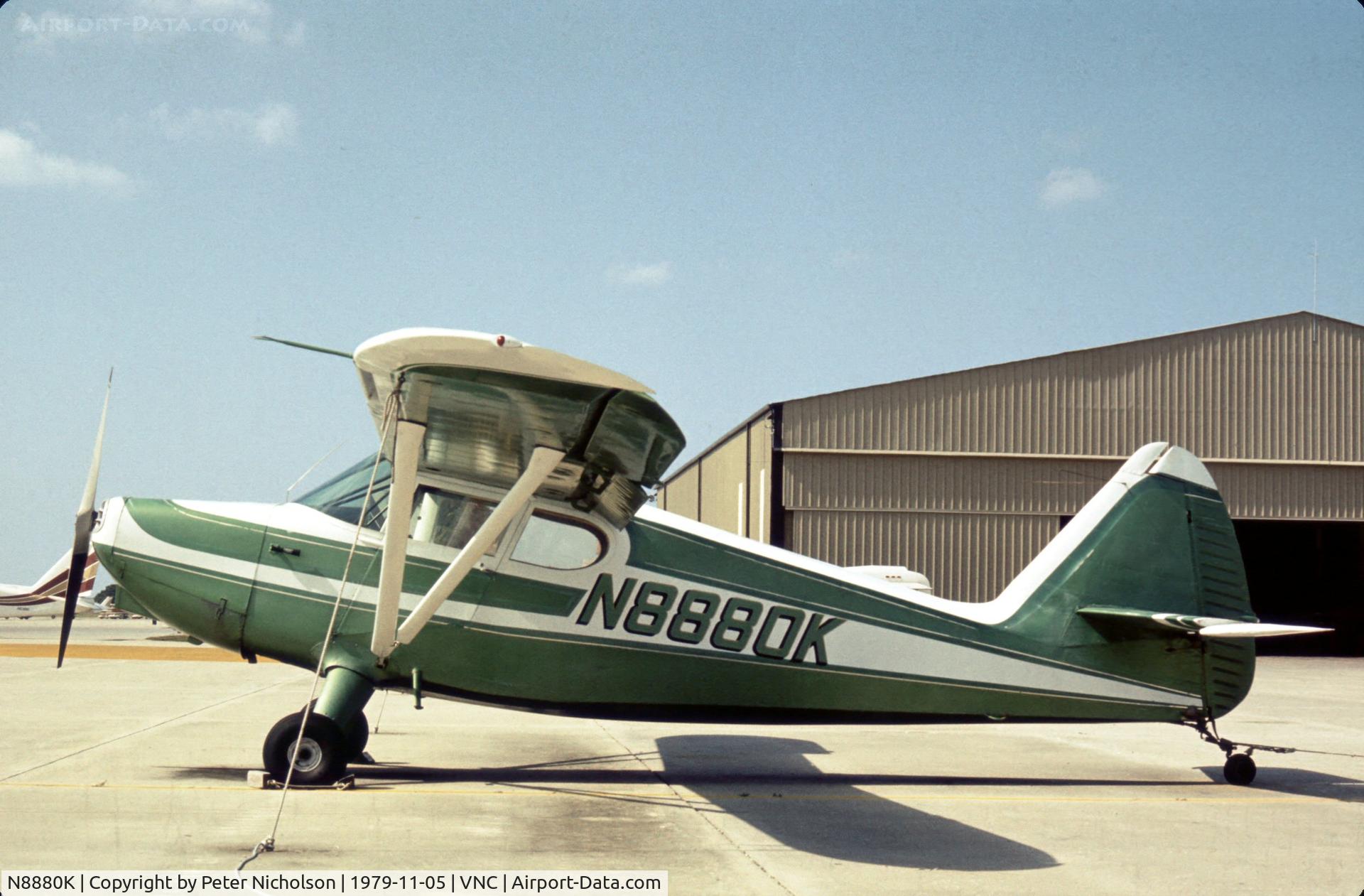 N8880K, 1947 Stinson 108-1 Voyager C/N 108-1880, Stinson Voyager as seen at Venice in November 1979.