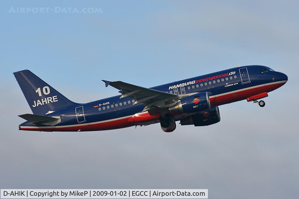 D-AHIK, 2008 Airbus A319-112 C/N 3560, Departing from Runway 05L - special colours.