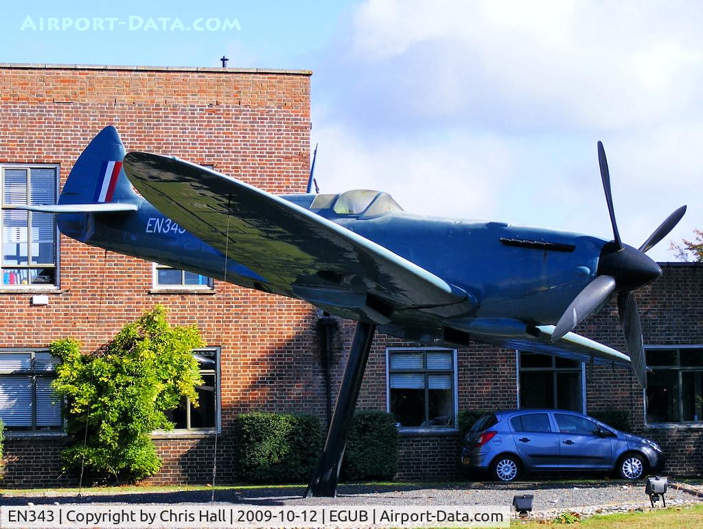 EN343, Supermarine Spitfire PRXI Replica C/N BAPC.226, RAF Benson Gate Guard, Painted to represent EN343 Spitfire PRXI flown by, then, Flying Officer Fray on the morning of the 17th May 1943 to photograph the Mohne and Sorpe Dams after the successful raid by 617 (Dam Busters)Squadron.