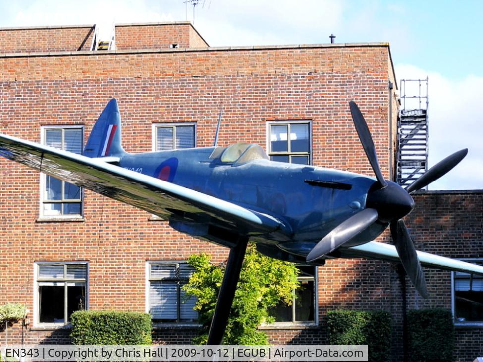 EN343, Supermarine Spitfire PRXI Replica C/N BAPC.226, RAF Benson Gate Guard, Painted to represent EN343 Spitfire PRXI flown by, then, Flying Officer Fray on the morning of the 17th May 1943 to photograph the Mohne and Sorpe Dams after the successful raid by 617 (Dam Busters)Squadron.