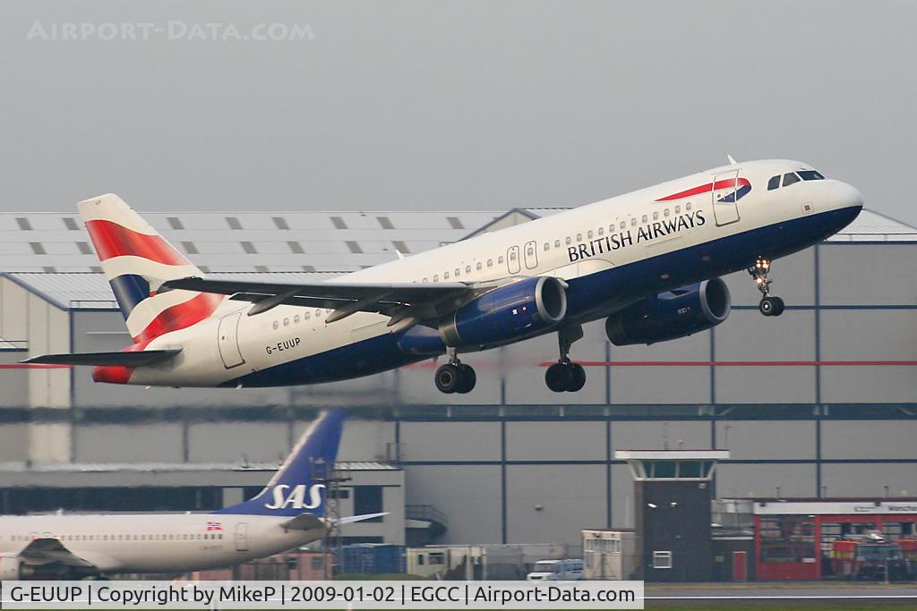 G-EUUP, 2003 Airbus A320-232 C/N 2038, Departing from Runway 05L.