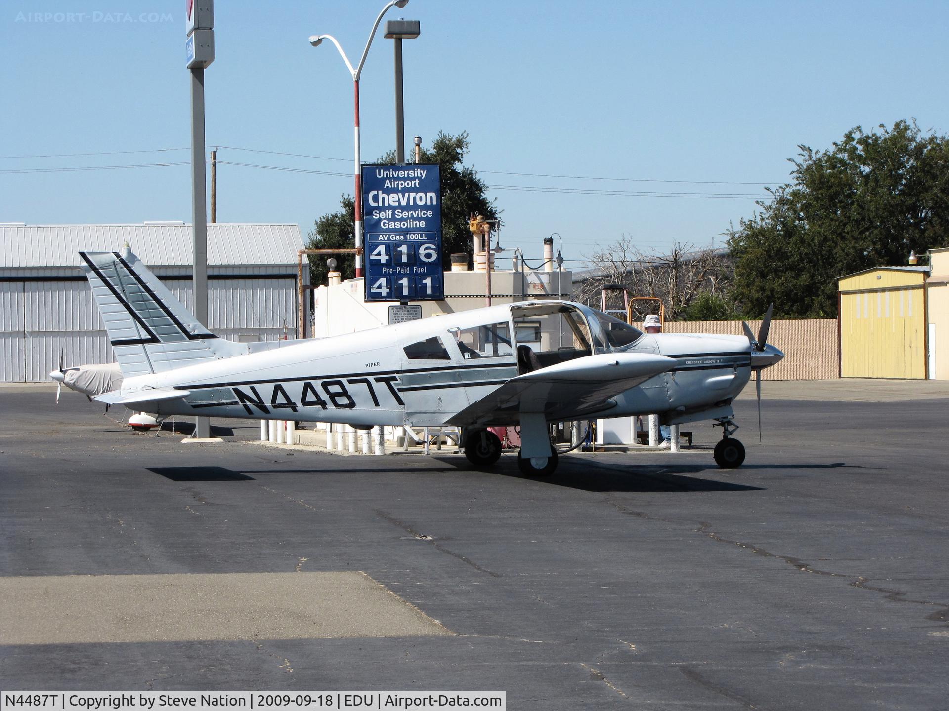 N4487T, 1972 Piper PA-28R-200 C/N 28R-7235069, Locally-based 1972 Piper PA-28R-200 at UC Davis gas pump ($4.16 a gallon)