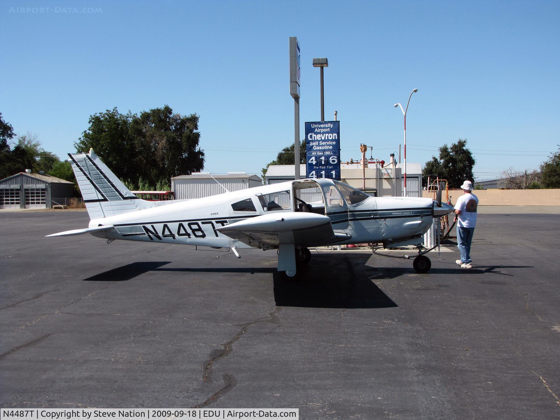 N4487T, 1972 Piper PA-28R-200 C/N 28R-7235069, Locally-based 1972 Piper PA-28R-200 at UC Davis gas pump ($4.16 a gallon)