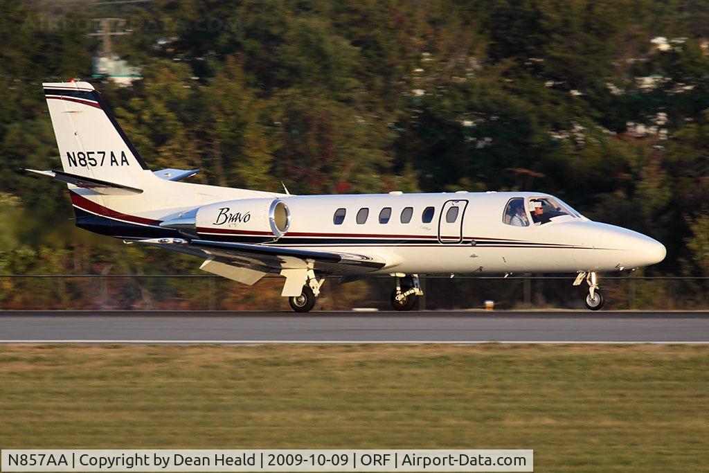 N857AA, 2000 Cessna 550B Citation Bravo C/N 550-0901, JV Service LLC's 2000 Cessna 550B Citation Bravo N857AA rolling out on RWY 23 after arrival from Morristown Municipal (KMMU) - Morristown, NJ.