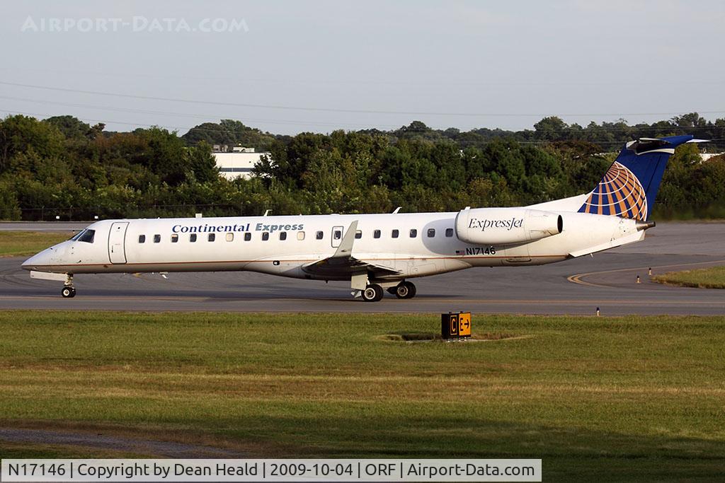N17146, 2003 Embraer ERJ-145XR (EMB-145XR) C/N 145746, Continental Express (ExpressJet Airlines) N17146 taxiing to RWY 23 for departure to Houston Bush Intercontinental (KIAH) as FLT BTA2901.