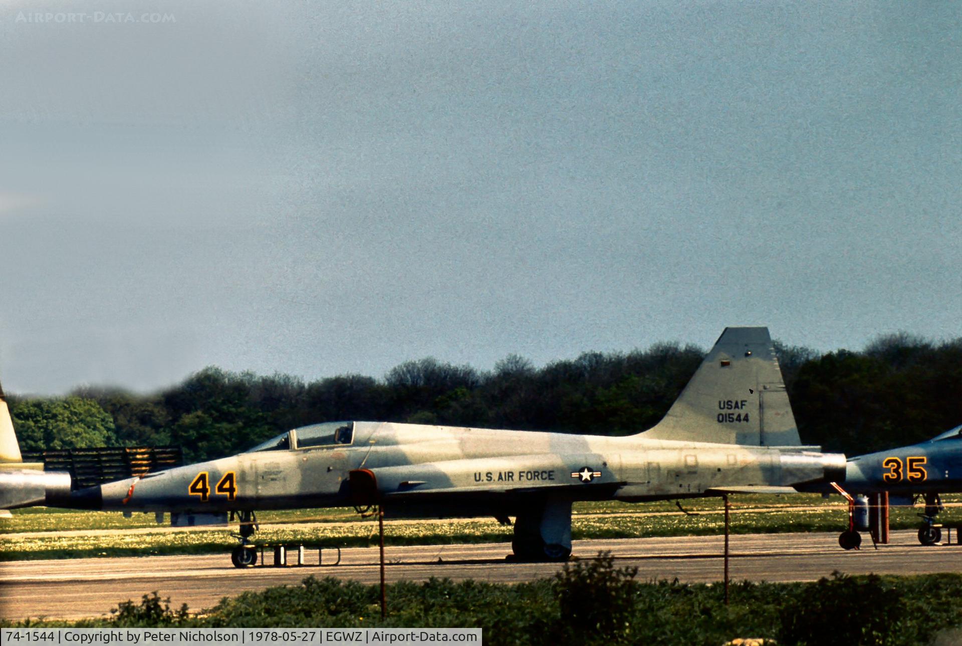 74-1544, 1974 Northrop F-5E Tiger II C/N R.1202, One of the 527th Tactical Fighter Training Aggressor Squadron's Tigers seen at Alconbury in May 1978.