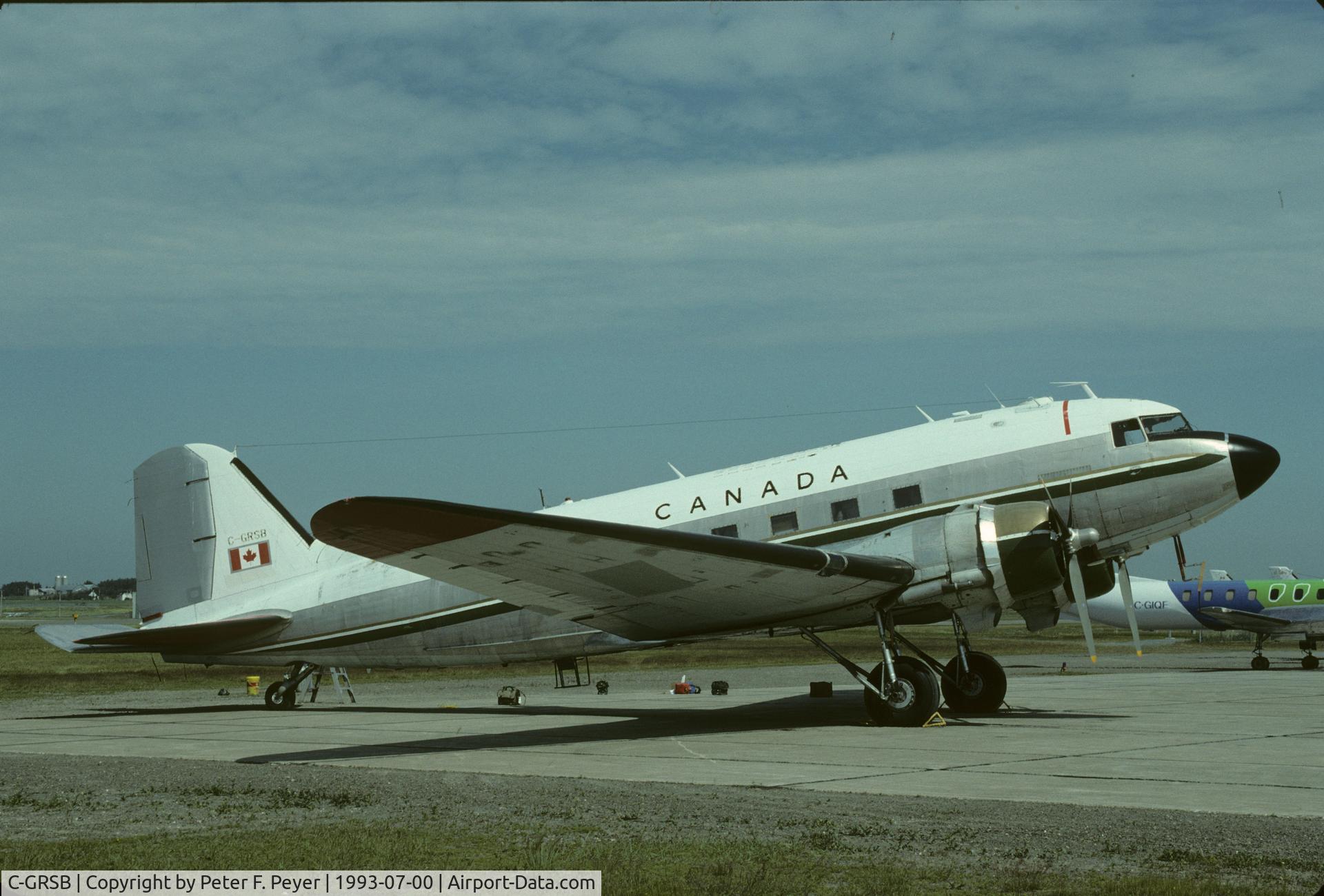 C-GRSB, 1943 Douglas DC3C-S1C3G (C-47A) C/N 12295, Canada Dept. of Environment DC-3C seen at Mont Joli, Quebec in July 1993