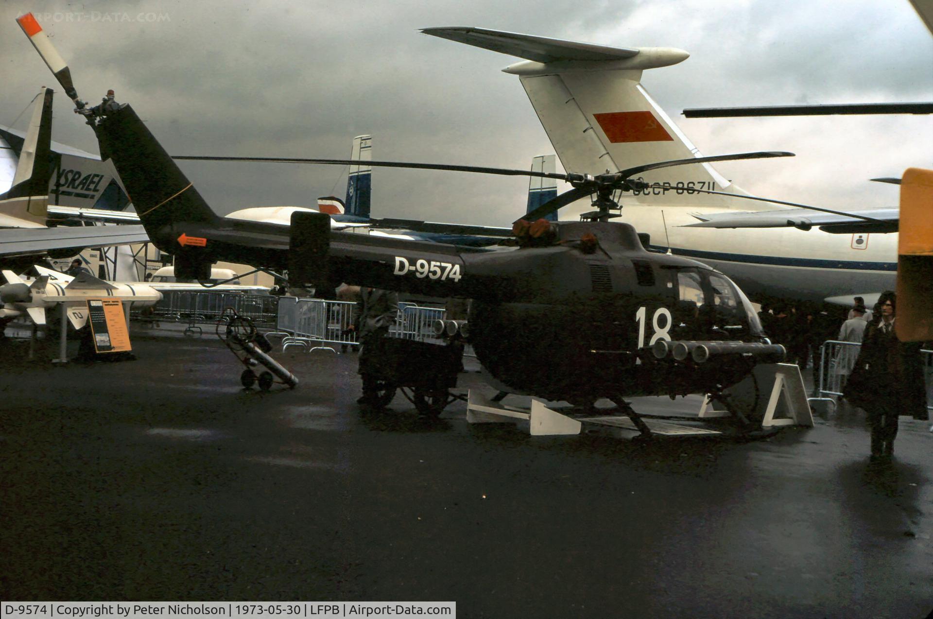 D-9574, MBB Bo-105C C/N S-7, German Army Bo.105C on display at the 1973 Paris Airshow.