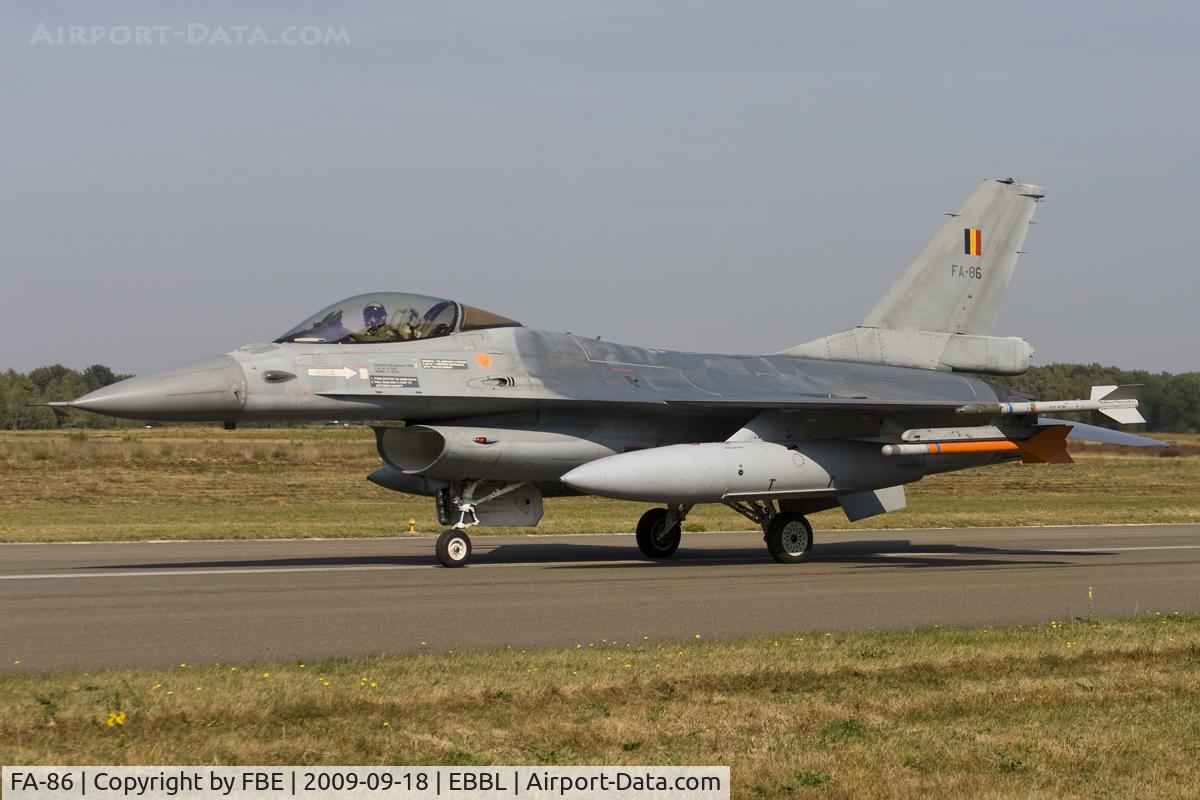 FA-86, SABCA F-16AM Fighting Falcon C/N 6H-86, taxying back to its shelter