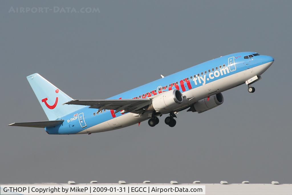 G-THOP, 1998 Boeing 737-3U3 C/N 28740, Climbing away from Runway 05L.
