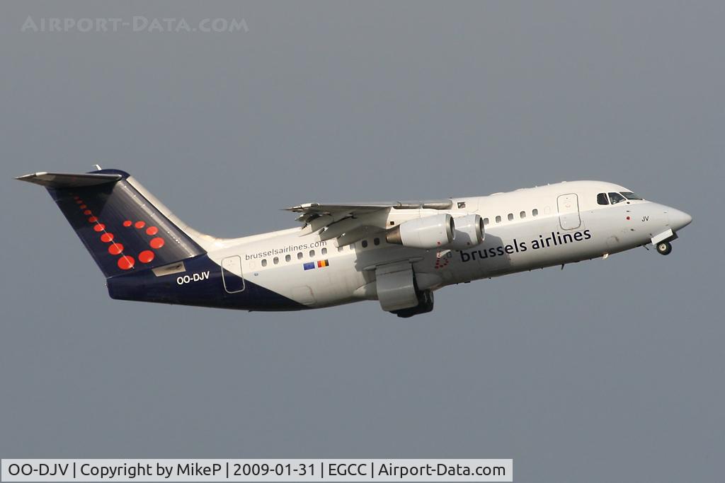 OO-DJV, 1996 British Aerospace Avro 146-RJ85 C/N E.2295, Heading back to Brussels.