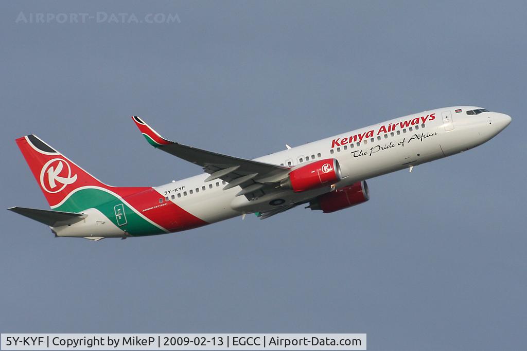 5Y-KYF, 2009 Boeing 737-86N C/N 35637, Delivery flight routing via Manchester.