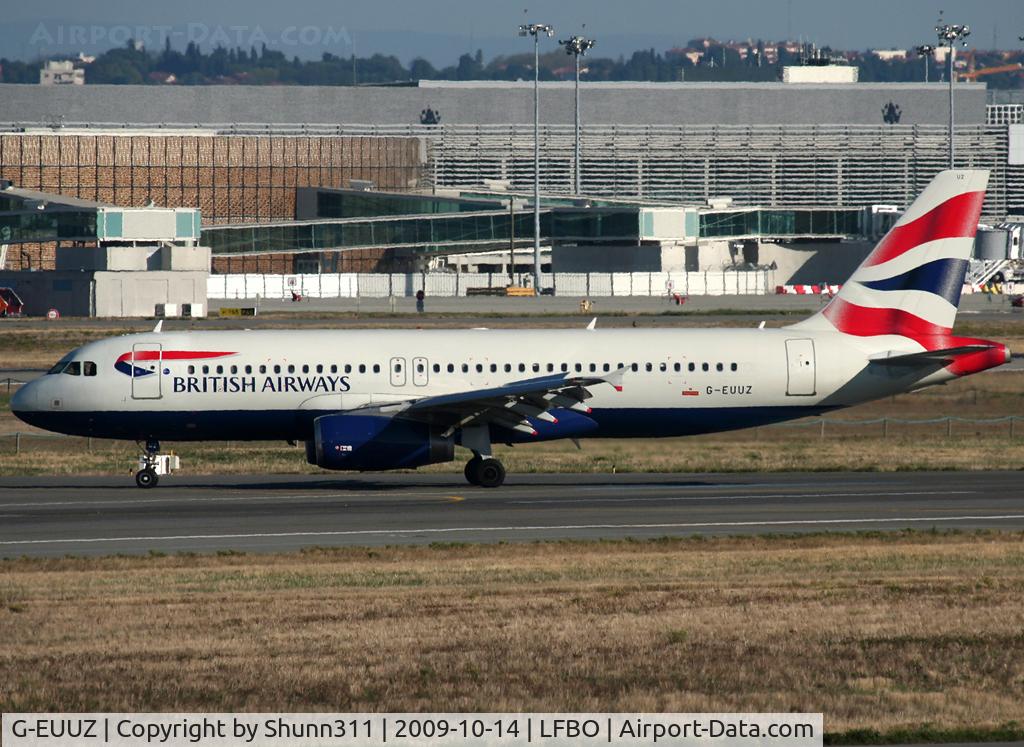 G-EUUZ, 2008 Airbus A320-232 C/N 3649, Backtracking rwy 32R
