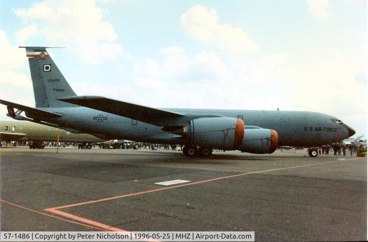 57-1486, 1957 Boeing KC-135R Stratotanker C/N 17557, KC-135R Stratotanker named Bockscar of 351st Air Refuelling Squadron/100th Air Refuelling Wing on display at the 1996 Mildenhall Air Fete.