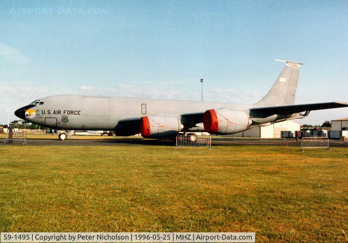 59-1495, 1959 Boeing KC-135R Stratotanker C/N 17983, KC-135R Stratotanker of 173rd Air Refuelling Squadron Nebraska Air National Guard on display at the 1996 Mildenhall Air Fete.